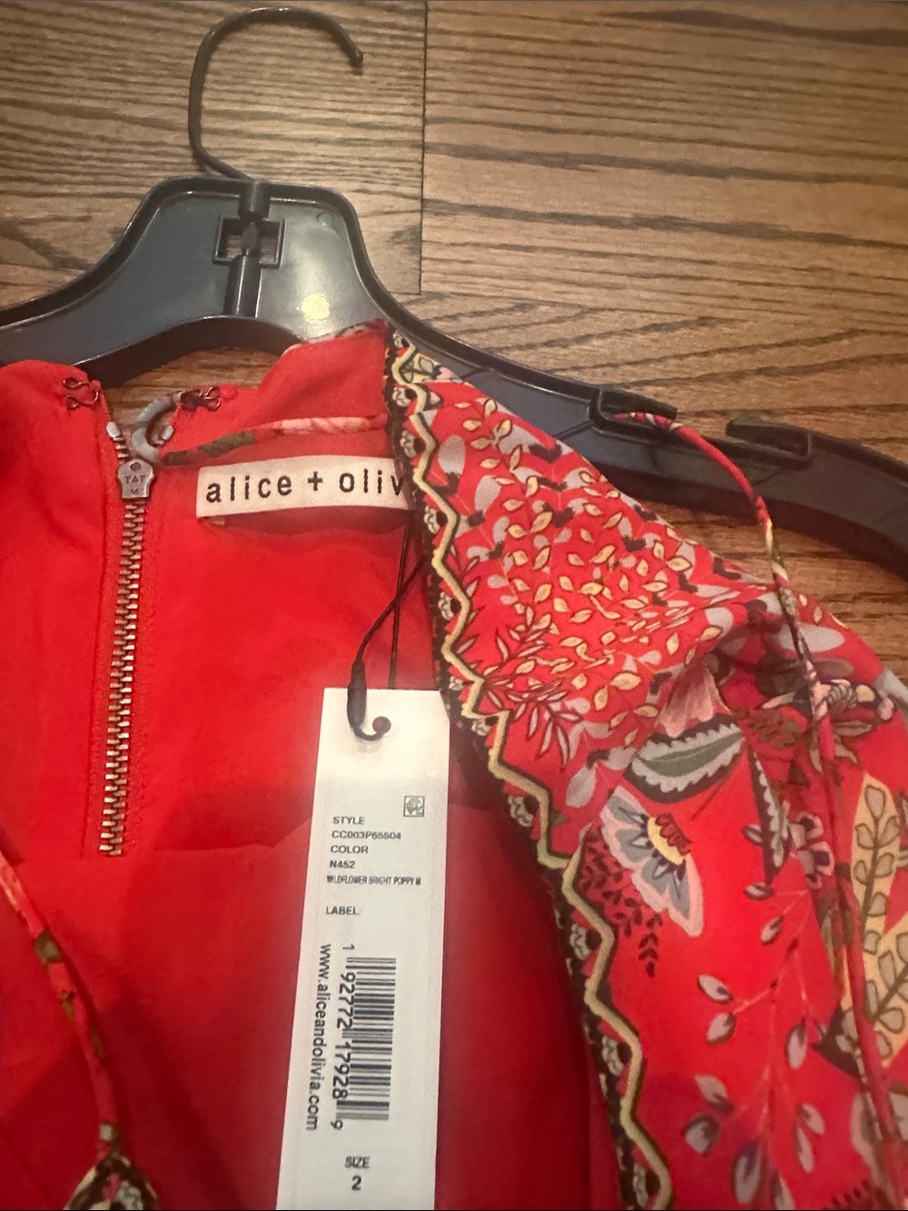 Women’s NWT Sz. 2 Alice + Olivia Ira Spaghetti Strap Flare Mini Dress - Picture 8 of 12